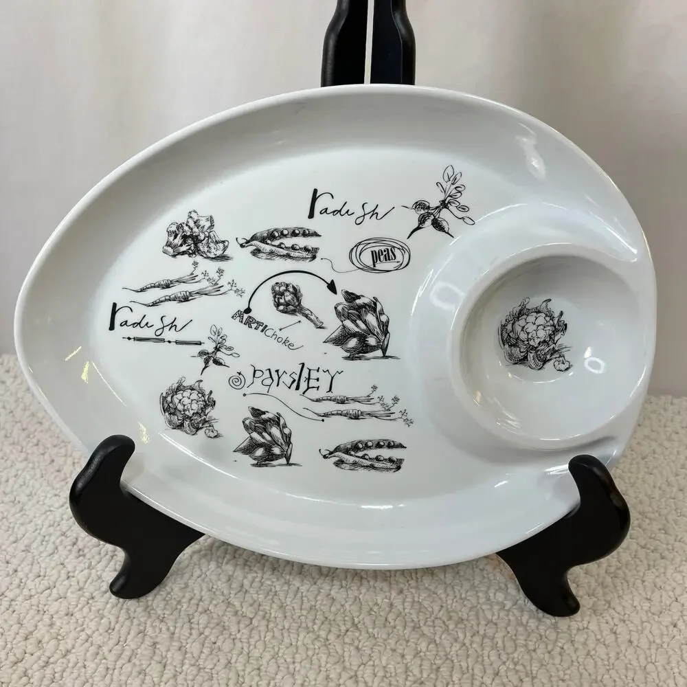 Oval Melamine Divided Dish Chip & Dip Plastic 11.5